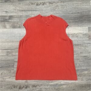 Coldwater Creek Silk Ribbed Sleeveless Sweater Tank Size 3X Orange High Neck Top